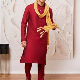 VASTRAMAY Men Regular Kurta with Pyjamas & With Dupatta-20