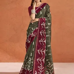 KALINI Tussar Kotha Ethnic Motif Printed Block Print Saree-19