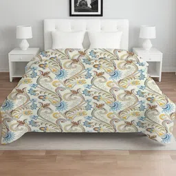 IVAZA Cream-Coloured Floral Microfiber AC Room 210 GSM Double Bed Comforter-image-15