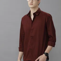 Voi Jeans Men Relaxed Fit Spread Collar Textured Cotton Casual Shirt-image-21