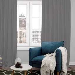 Parda Online Grey Melange Set of 2 Black Out Window Curtain-25