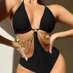 Curve it right Halter Neck Chain Linked Bodysuit-image-27
