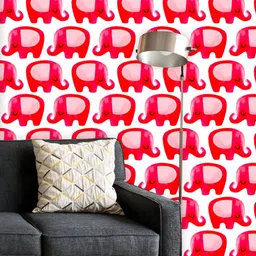 ArtzFolio Printed UV-Resistant Anti-Bacterial Pink Elephants Peel & Stick Wallpaper-image-73