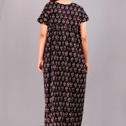 AAKARSHANA CREATION Black Pure Cotton Maxi Printed Nightdress-picture-23