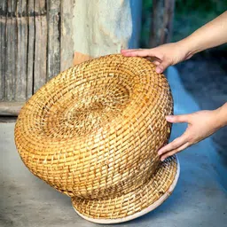THE ASSAM ADMIRATION 2-Pcs Beige Cane Rattan Wicker Apple Stool-43