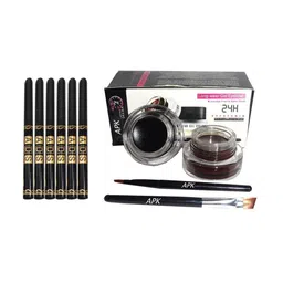 skrynnzer Set Of 2 2-Pcs Gel Eyeliner- Black & Brown & 6 Pcs Eyeliner Pencil-95