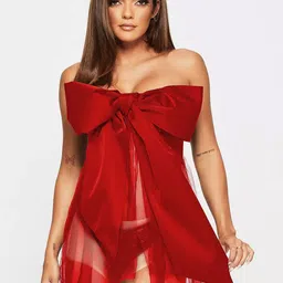 FIMBUL Women Net Strapless Baby Doll-image-13