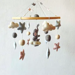 BABBLE WRAP Grey & White Hand Stitch Crib Cot Mobiles-26
