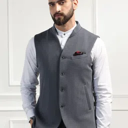 Blackberrys Textured Woven Nehru Jacket-37