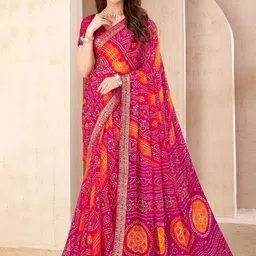 Reboot Fashions Bandhani Pure Chiffon Saree-image-70