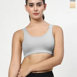 LILY Solid Full Coverage Non Padded Non-Wired Workout Bra-8