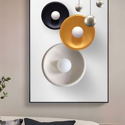 Myntra Elegant Homes Black & White Marble Disck Marble Lamp Canvas Wall Art-image-72