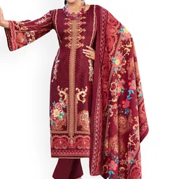 DRAVINAM Trends Floral Printed Thread Work Unstitched Dress Material-image-81