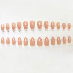 Secret Lives Set Of 24 Glossy Almond Shape Reusable Artificial Nails - French Design-9