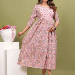 ANUOM Women Floral Print Maternity Fit & Flare Dress-picture-33