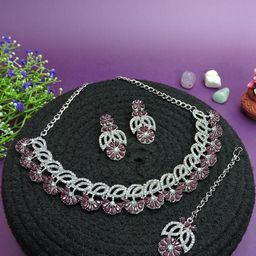 VATSALYA creation Alloy Gold- plated Maroon Jewellery Set-34