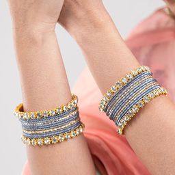 Mamon Creations Set Of 26 Grey Alloy Bangles-image-16