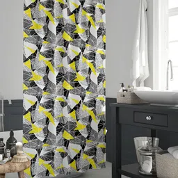 ArtzFolio Grey & Yellow Printed Water Proof Shower Curtain-image-86