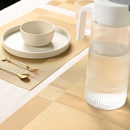 MARKET99 Yellow 7 Pieces Textured Table Mats with Runner-3