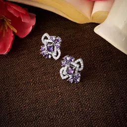 JEWELSCAPE Stainless Steel Silver-Plated Artificial Stones Studded Teardrop Shaped Studs-image-37
