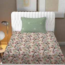 IVAZA Green Geometric Queen Bedsheet with 1 Pillow Covers-picture-4