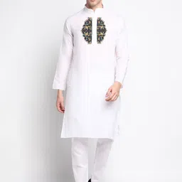 PulseIQ Men Ethnic Motifs Printed Mandarin Collar Regular Straight Kurta with Pyjamas-picture-14