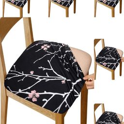HOUSE OF QUIRK 6 Piece Black Printed Chair Seat Cover-image-57