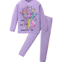 UNICORNS Kids Printed Pure Cotton Round Neck Sweatshirt & Joggers Clothing Set-51
