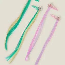 Accessorize Girls Set of 4 Tic Tac Hair Clip Faux Hair Extensions-15