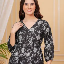 Royal Marque Floral Print Cotton Peplum Top-image-86