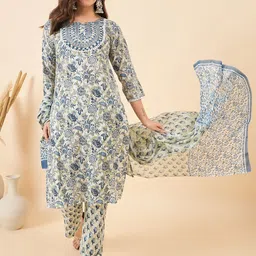 Anouk Women Ethnic Motifs Printed Regular Pure Cotton Kurta with Trousers & With Dupatta-40