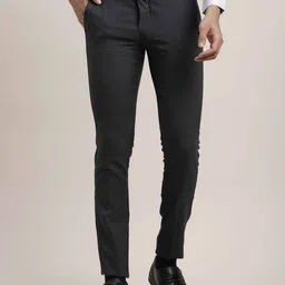 Turtle Men Tailored Skinny Fit Solid Trousers-image-91