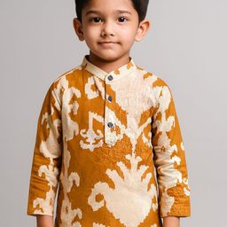 Sangria Boys Orange Cotton Printed Regular Kurta with Pyjama Set-picture-41