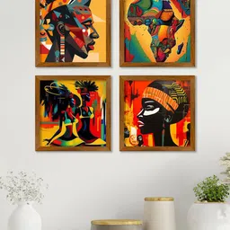 ArtVibes Yellow & Red 4 Pieces Printed Wooden Wall Arts-picture-4