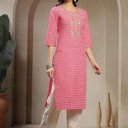 Sangria Women Ethnic Motifs Printed Casual Cotton Straight Kurta-picture-6