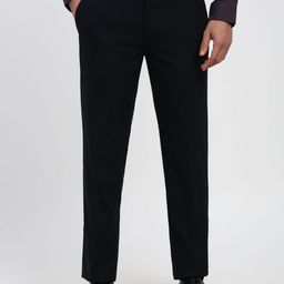 Peter England Men Checked Slim Fit Formal Trousers-picture-4