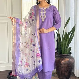 URMIR FASHION Women Embroidered Regular Kurta with Trousers & With Dupatta-picture-48
