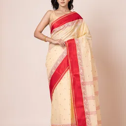 PUKU Ethnic Motifs Pure Cotton Heavy Work Saree-image-55
