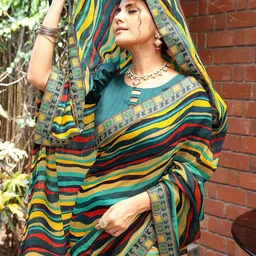 KALINI Leheriya Embroidered Pure Georgette Leheriya Saree-image-92