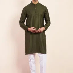 Satwaa Floral Woven Design Mandarin Collar Cotton Straight Kurta-picture-18