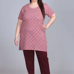 IN Love Women Plus Size Printed Pure Cotton Night suit-image-62
