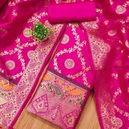 LeeliPeeri Designer Ethnic Motifs Woven Design Banarasi Silk Unstitched Dress Material-image-95