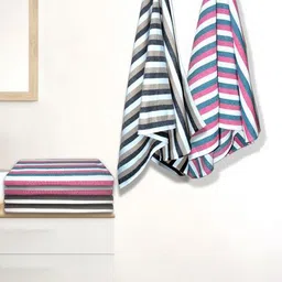 Athom Living Pink & Grey 5 Printed Cotton 210 GSM Bath Towel-picture-46