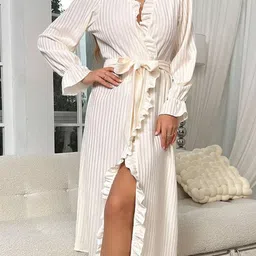 DressBerry Self Design Robe With Belt-image-87