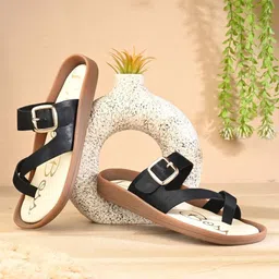 Egoss Women One Toe Flats with Buckles-image-45