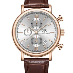 KENNETH SCOTT Men Dial & Leather Straps Analogue Multi Function Watch K23151-RLDW-58