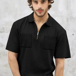 TRIPR Striped Polo Collar Short Sleeves T-shirt-image-9