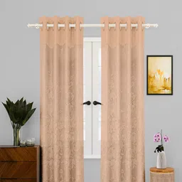 Kuber Industries Gold-Toned 2 Pieces Self Design Cotton Door Curtains-image-91