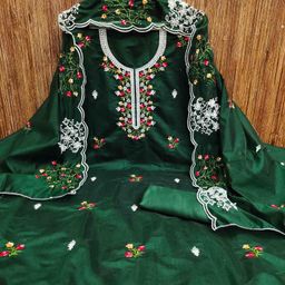 Blissta Floral Embroidered Chanderi Cotton Unstitched Dress Material-picture-26