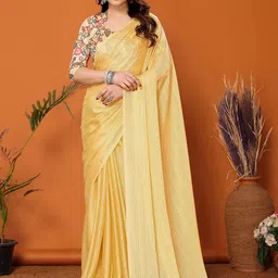 VISHNU CREATIONS Striped Saree With Blouse Piece-image-33